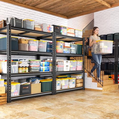 DurayLoly 3000 LBS Heavy Duty Shelving, 4-Tier Metal & Wood Garage Shelving Unit, Adjustable Metal Storage Shelves, 2-Pack Utility Rack Shelf for Basement, Pantry, Kitchen 35.6" W x 60.1" H x 12.1" D