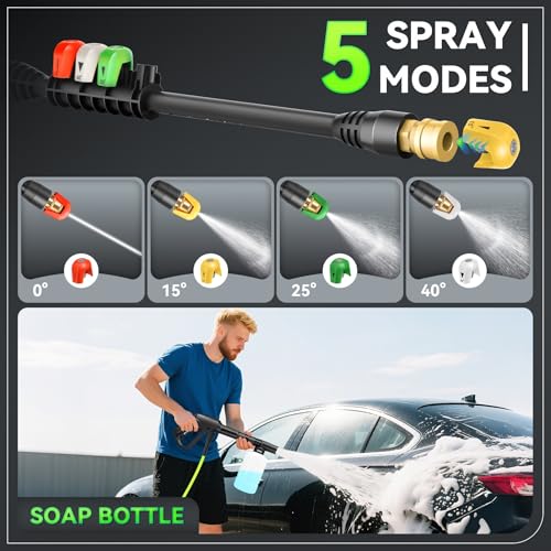 Electric Pressure Washer, 5000 PSI 4.0 GPM Heavy Duty Power Washer, with 4 Nozzles,Foam Cannon,33FT Hose Reel and 500ml Soap Bottle for Home/Cars(Light Green)