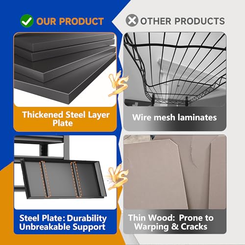 72''H × 40''W Garage Shelving, 5 Tier Heavy Duty Shelving, 2500 lbs Capacity Garage Storage Shelves, Industrial Shelves with Thickened Double-Layer Posts for Garage, Warehouse, Basement,Black