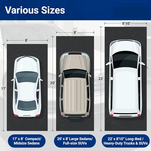 FLEXIMOUNTS 17x8 Ft Heavy Duty Garage Floor Mat - Anti-Slip Backing & Oil Absorbent Surface, Premium Waterproof Garage Carpet for Floor, Durable Parking Mat for SUV