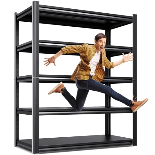 KORVENA 71.2''H /35.4''W Storage Shelves Adjustable Garage Shelving,Heavy Duty Shelving Unit,5T Tall Garage Shelves，Metal Standing Shelf Units,Utility Rack for Kitchen Warehouse Industrial Basement