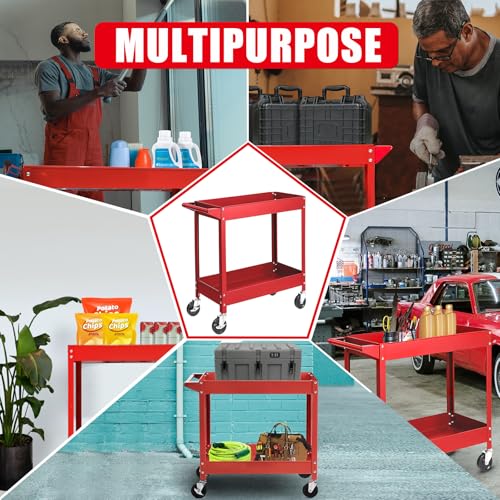 BIG RED 300 LBs Capacity 2 Shelf Steel Service Utility Cart, APTC304R