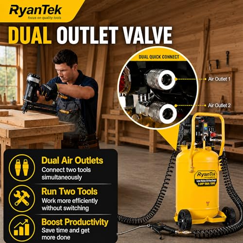 15-Gallon Air Compressor,2HP,Vertical Tank, 4.5CFM@90PSI,Quiet 66dB Twin Cylinder, Oil-Free, for Inflation, Nail Guns,Auto Repair, Painting, Woodworking and Home Use(Maximum Pressure 125 PSI)