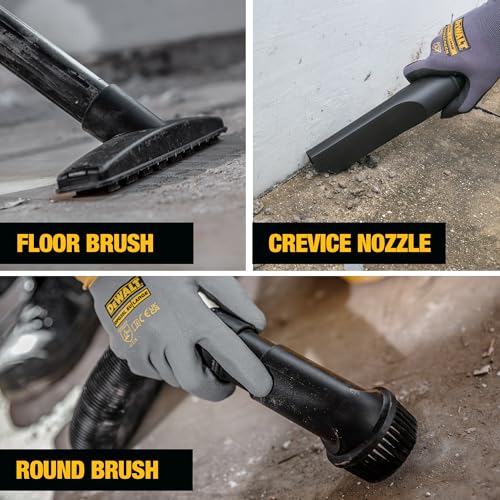 DEWALT Wet and Dry Vacuum 9 Gallon Poly Wet/Dry Vac Yellow Shop Vacuum 5 HP Strong Suction for Jobsite, Workshop 3 in 1 Multi Functions Model: DXV09P