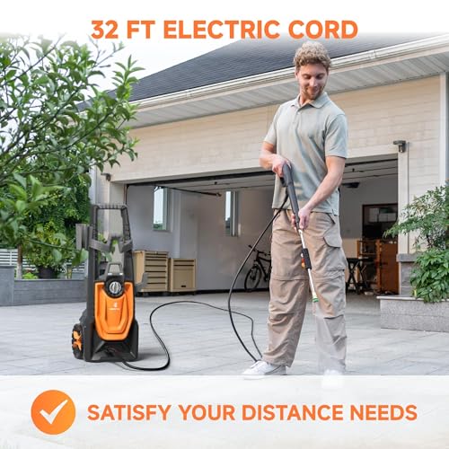 Giraffe Tools Electric Pressure Washer, 2400 PSI 2.3 GPM with 4 Quick-Connect Nozzles, 20FT Hose & Foam Cannon, Powerful Washer for Cars/Road/Driveways/Fences