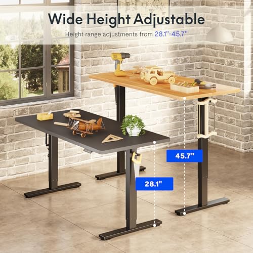 FLEXISPOT Electric Adjustable Workbench, 48x30 Inches Ergonomic Worktable for Garage, Workshop, Office and Home, Spacious Desktop for Woodworking Sewing and Crafts, Black, 2 Packages