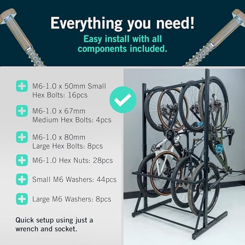StoreYourBoard Vertical Bike Rack Garage Storage System for 5 Bikes | Freestanding Bike Rack Heavy Duty Floor Bike Stand Bicycle Organizer for Road Mountain Hybrid Kids Bikes | Holds upto 300 lb