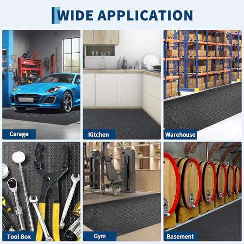 GarveeTech 7.5 x 20 ft Garage Floor Mat, 2.8 mm Thickened Flooring Roll Diamond Plate PVC Rubber Trailer Mat, Non-Slip Floor Protector Mat for Garage, Warehouse, Gyms, Trailer, SUV
