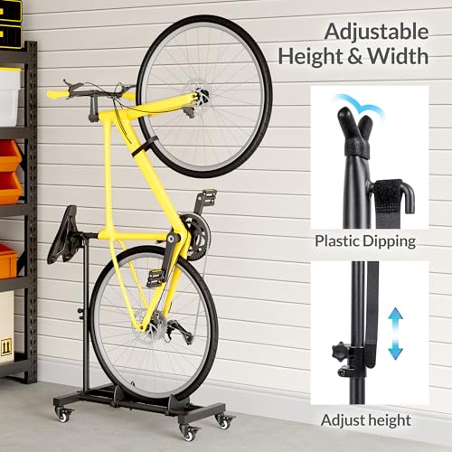 Sttoraboks Vertical Bike Stand, Freestanding Bike Rack Garage Storage Upright Bicycle Floor Stand Indoor Bike Holder with Adjustable Height for Garage & Apartment - for Wheels Sizes up to 29”