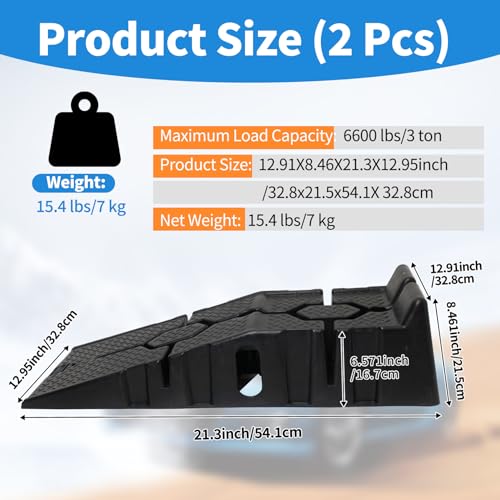 GETTKAOR Portable Plastic Car Ramps - 6600Lbs Capacity Non-Slip Low Profile Car Ramps for Oil Changes,Vehicle Ramps for Tire Replacement & Chassis Maintenance-SUV/Pickup/Sedan,2-Pack.
