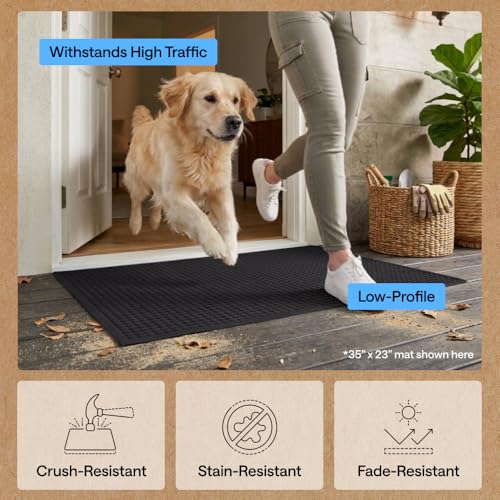 GORILLA GRIP® Ultra Absorbent Front Door Mat Outside Entrance, Traps Dirt and Moisture, HydroABSORB Indoor Outdoor Doormat Holds Up to 1.7 Cups Water, Stain and Fade Resistant Welcome Mat, 29x17 Black