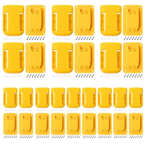 30pas Tool Holders and Battery Holder for Dewalt 20v Wall Mount Hanger Battery Drill Tool Storage Shelf for Milwaukee M18(Yellow)