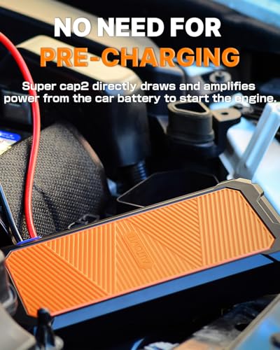 Autowit Super Capacitor Jump Starter, 12V Batteryless Portable Jump Box, Jumper Cables for 8.0 Gas&4.0 Diesel Car, Portable Jump Starter for Car Battery, Bulit-in Supercapacitor, No Need Pre-Charge