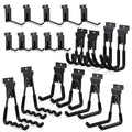 3-H Heavy Duty Slatwall Hooks 20 Pack, Straight & Double Slat Wall Hangers, Extra Thick Backplate for Straight Hooks, Proslat Compatible Garage Storage Organizer(Black)