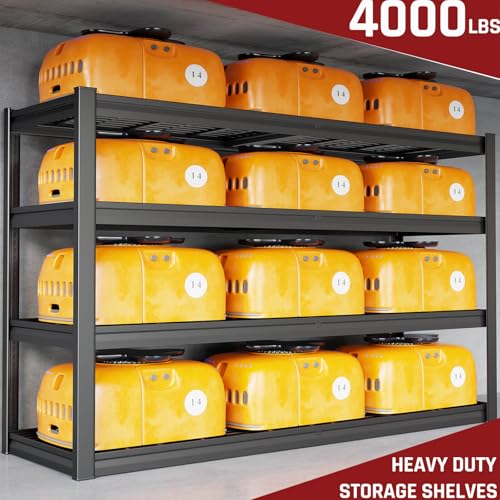 PMKES 67" Wide Garage Shelving Unit, 67" W x 24" D x 68" H, Heavy Duty Garage Storage Shelves,3500 LBS Capacity, Industrial Adjustable Shelves for Basement Warehouse