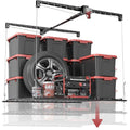 Overhead Garage Storage Rack for 8-10 FT Ceiling, 4x4 FT Ceiling Storage Racks with Safety Lock, Ideal for Garage Storage Mounted Lift System and Storage Organizer, 250lbs Capacity