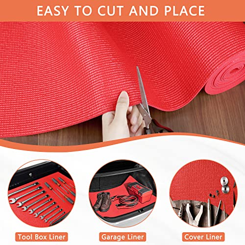 Foam Toolbox Liner Drawer Mat 1/8 Inch Thick X 18 Inch Wide X 24 Ft Long Red, No Slip for Protecting Cabinet, Garage, Cart, Tool Box