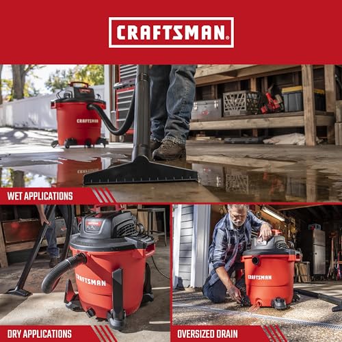 CRAFTSMAN CMXEVBE17596 20 Gallon 6.5 Peak HP Wet Dry Vac, Heavy-Duty Shop Vacuum Wet and Dry with Filter, Dust Bag, Hose and Attachments for Shop, Garage, Jobsite Cleaning