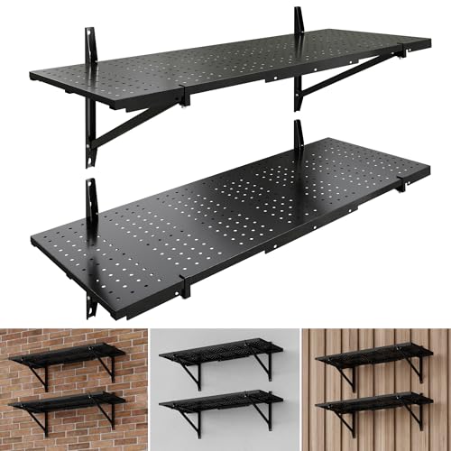 FLEXIMOUNTS 2-Pack 1x3ft Wall Mounted Garage Shelving, 14x38-inch