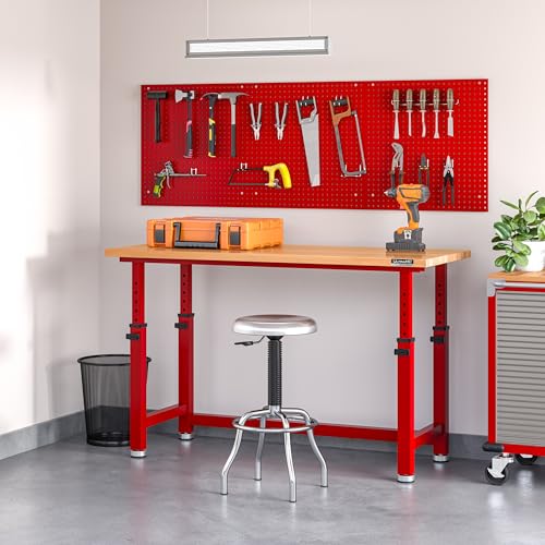 Seville Classics UltraHD® 2-Piece Pegboard Set w/ 23 Piece Hook Assortment, 24" W x 24" D, Red