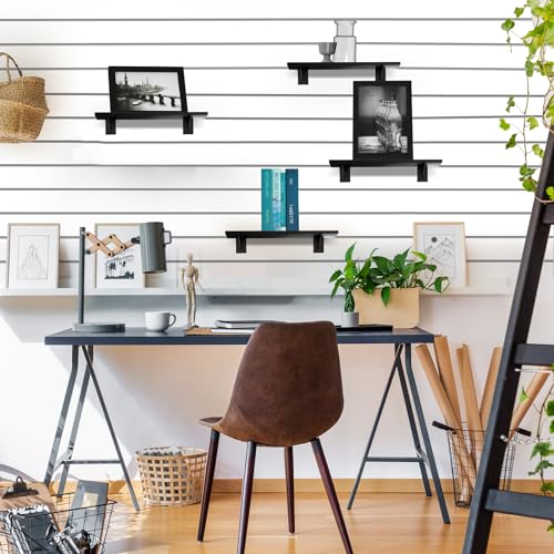 Tcevily 12 Pack Wooden Slatwall Shelf, 15.7" x 6" Slat Wall Shelves with Metal Brackets Heavy Duty Slatwall Shelving Organizer Accessories for Home Garage (12, 6" x 15.7")