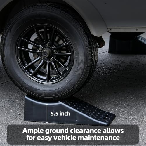 Heavy Duty Car Ramps for Oil Change,RV Wheel Ramp 20,000lbs Capacity,5.5" Lift Non-Slip Portable Vehicle Service Ramps for RV, Camper, Trucks,SUVs,Tandem Axle Trailer Tire Repair & Replacement(1 pack)