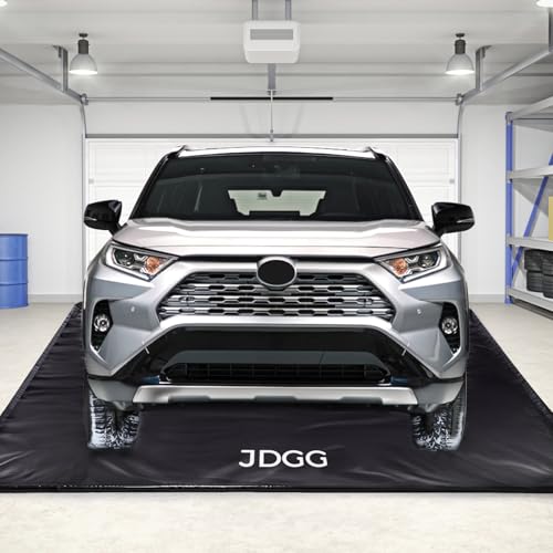 JDGG Waterproof Garage Floor Mat for Under Car, 7'9"x18' Heavy Duty Containment Mat with Free Floor Squeegee, Protects Garage Floor from Snow, Slush, Water, Mud and Oil