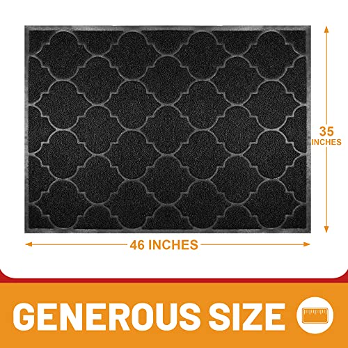 Cosyearn Door Mat, Front Door Mat, 46x35, Welcome Mats for Entryway,Garage,High Traffic Areas, Jumbo Size, Doormat Entrance, Waterproof Mat, Easy Clean, Outdoor Indoor Floor Mat,Non Slip (Black)