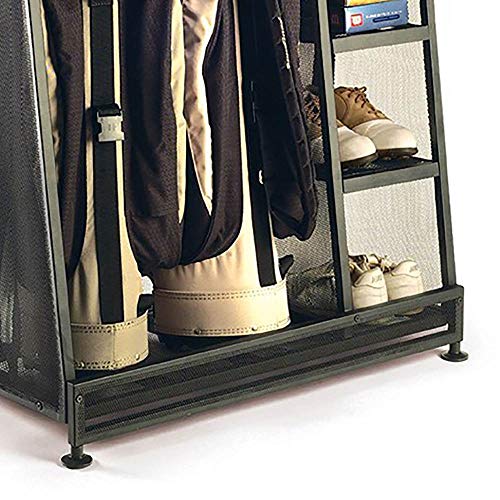 Suncast Garage Golf Bag Shelf Organizer with Leveling Feet and 5 Inch Bin for Club, Ball, and Accessory Storage, 2 Pack