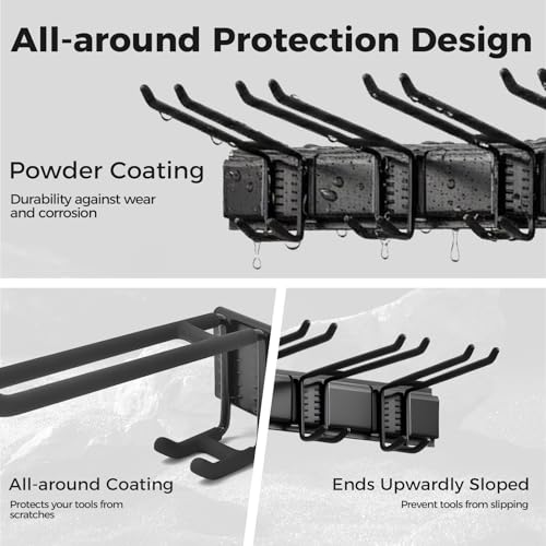 Tuwelvana Garage Tool Organizer 48in - Heavy Duty Wall Mount Tool Storage Rack Load 350lb Garage Organization for Mop Rake Broom Shovel Folding Chair