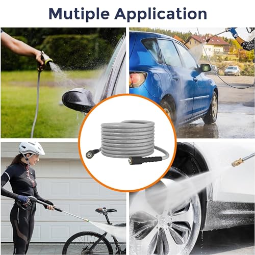 Giraffe Tools Pressure Washer Hose 50FT 1/4", 3200 PSI Power Washer Hose for Replacement, Kink Resistant High Pressure Washing Hose Extension with M22-14mm Fittings, 2 Quick Connectors