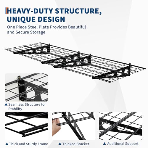 GarveeLife 2 Pack 2x6 ft Garage Storage Shelving Wall Mounted, 24 in-By-72 in 1600 LBS Heavy Duty Storage Shelves, Wall Shelve Garage Storage Rack Floating Shelves Organization for Warehouse, Laundry