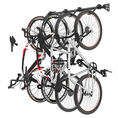 FLEXIMOUNTS 4 Bike Storage Rack, Heavy Duty Wall Mount Hanger for Home & Garage, Holds Up to 200lbs