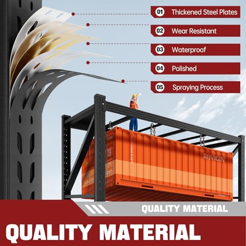 RAVIGIN 5000LBS Storage Shelves,71" W Garage Shelving Heavy Duty Metal Adjustable Garage Shelves, Shelving Units Industrial Shelving for Warehouse,71" W x 24" D x 70" H,Black