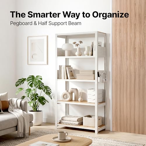 HOMEDANT 32" W Pegboards Storage Rack 5-Tier Heavy Duty Boltless Metal Utility Shelving Unit for Pantry Garage 2Pack