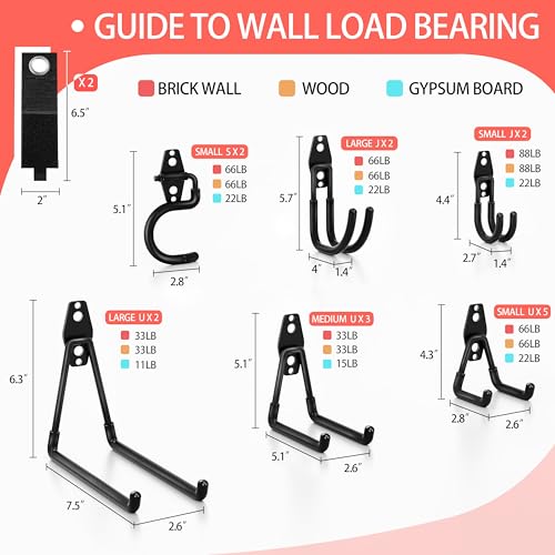 Kodreat 18 Pack Garage Hooks Heavy Duty - Anti-Slip Coating， Garage Storage Hooks for Hanging Bike，Ladder，Garden Tools，Hose