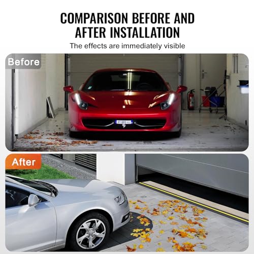 VEVOR Garage Door Threshold and Bottom Seals Kit, 16 FT U Shape+O Ring Universal Garage Door Bottom Seal Weatherstrip PVC, Combine with Weatherproof Garage Threshold Seal Strip with Adhesive, Black