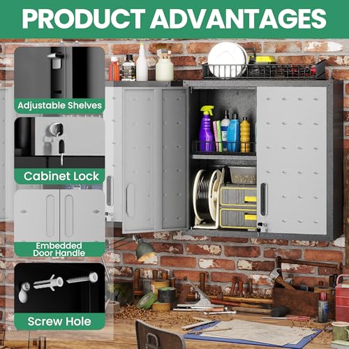 VIYET Garage Cabinet System | Heavy Duty Steel All-in-One Modular Garage Cabinet Set for Ultimate Workshop Organization | Easy Assembly Garage Storage Cabinets & Tool Bench