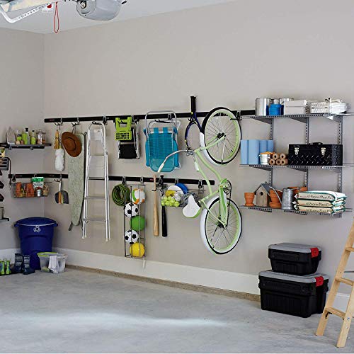 Rubbermaid Universal Powder Coaded Metallic Fasttrack Hanging Garage Hook Organizers for Ladder, Tool, and Bike Storage (12 Pack)
