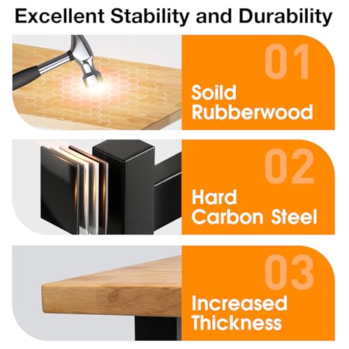 MUWOOD 48”Folding Workbench, 2000 LBS Capacity Heavy Duty Workbench, Height Adjustable Foldable Work Table, Rubberwood Collapsible Desk for Workshop, Garage, Office, Home