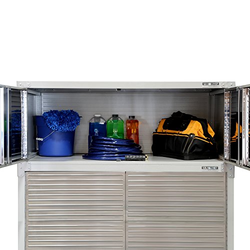 Seville Classics UltraHD Heavy Duty Mega Solid Steel Metal 2-Door Lockable Stacker Wall Storage, Cabinet Organizer for Garage, Warehouse, Office, Classroom, Granite, 48" W X 24" D X 18.5" H