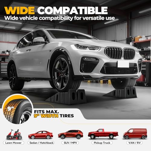 Auto Dynasty Car Ramps for Oil Changes, Low-Profile 2Pcs 2.5 Ton Capacity