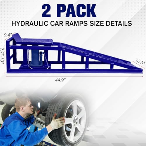 2 Pack Hydraulic Car Service Ramps,Low Profile Car Lift Service Ramps