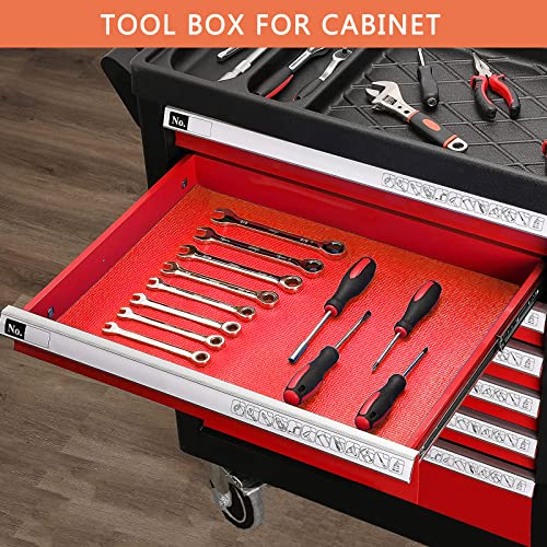 Foam Toolbox Liner Drawer Mat 1/8 Inch Thick X 18 Inch Wide X 24 Ft Long Red, No Slip for Protecting Cabinet, Garage, Cart, Tool Box