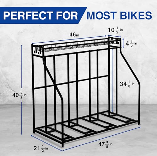 YES4ALL 4-Bike Stand, Bike Storage Rack, Bicycle Floor Rack for Garage Organizer, Indoor Sporting Gear Storage Station
