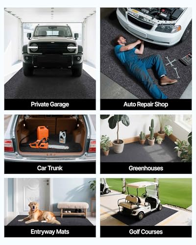 VEVOR Garage Floor Mat, 7.5'x20' Oil Spill Mat Waterproof Protection from Water Snow Rain Mud and Oil for Under Car, Non-Slip Containment Mat with TPE Anti-Leak Backing & Easy Clean & Cuttable