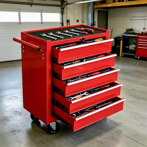 Torin 5 Drawer Tool Chest on Wheels, Rolling Garage Tool Storage Cabinet Workshop Organizer with Locking System for Garage, Warehouse, Workshop, Repair Shop