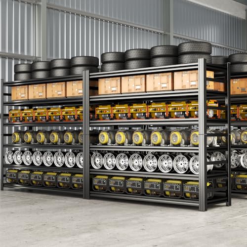 Bezuny Garage Shelving Heavy Duty Metal Shelving 48" W x 24" D x 73" H 3000LBS Storage Shelves Adjustable Metal Shelves for Storage Industrial Garage Shelf for Warehouse Basement 5-Tier Black