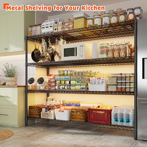REIBII 60" W Storage Shelves 2878LBS Metal Shelving Unit with Wheels Heavy Duty Garage Shelving Adjustable Wire Shelves for Pantry,Kitchen,Garage,Basement,Business,Warehouse,School,60”W ×24”D×65.3”H
