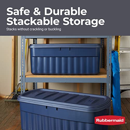 Rubbermaid Roughneck Storage Totes 50 Gal, Large Durable Stackable Storage Containers, Great for Basement, Attic, Garage Storage, and More